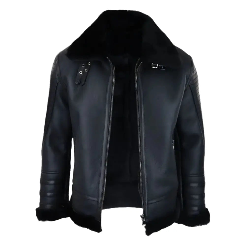 Mens Black Sheepskin Flying Jacket - Riders Republic UK
