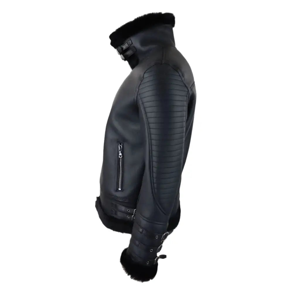 Mens Black Sheepskin Flying Jacket - Riders Republic UK