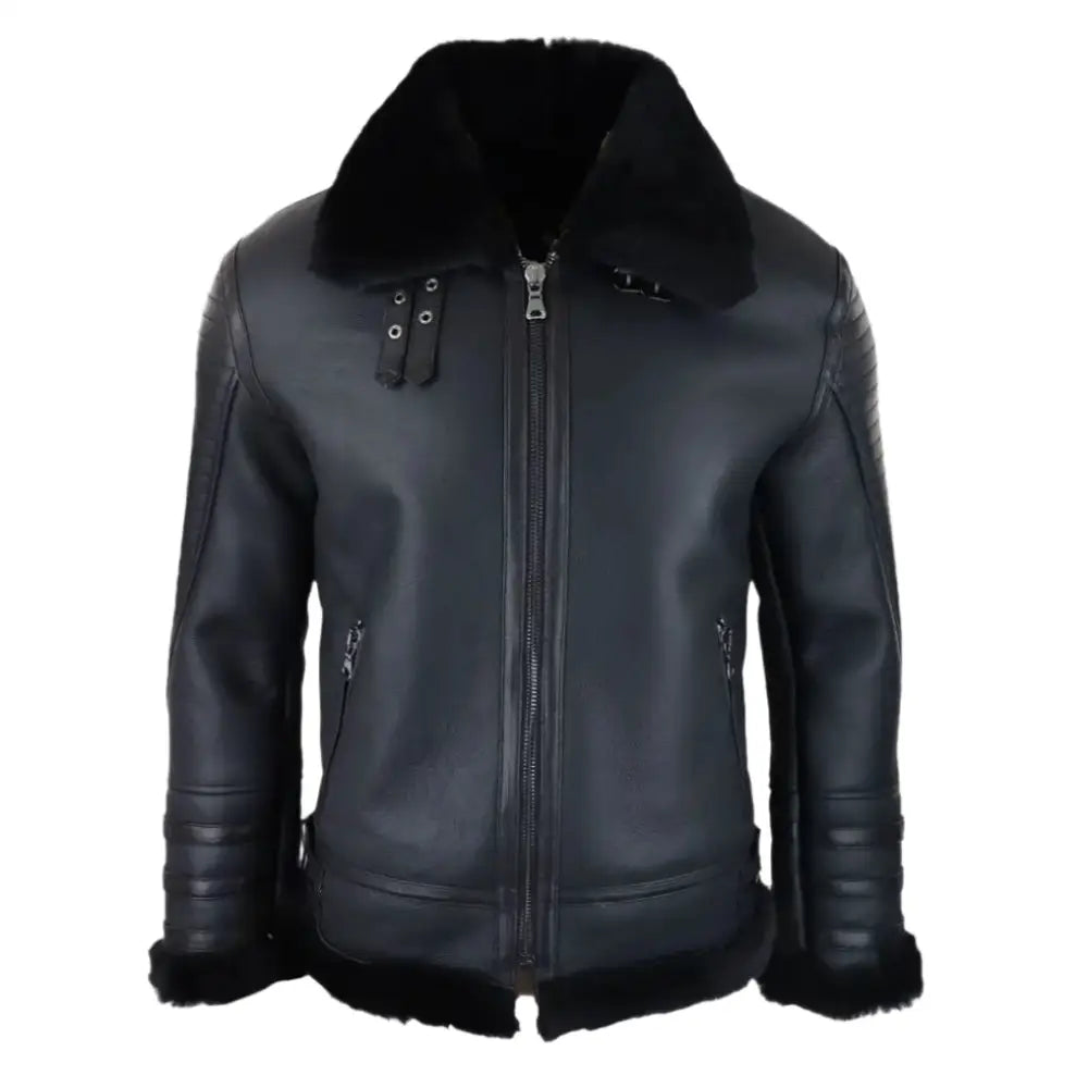 Mens Black Sheepskin Flying Jacket - Riders Republic UK