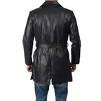 Mens Black Sheepskin Leather Trench Coat - Riders Republic UK