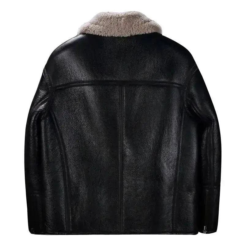 Mens Black Sheepskin Shearling Motorcycle Jacket - Riders Republic UK