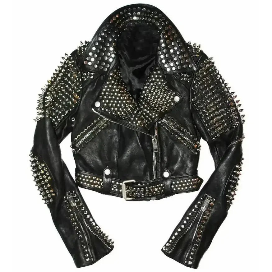 Men’s black steampunk leather jacket in genuine leather with retro styling