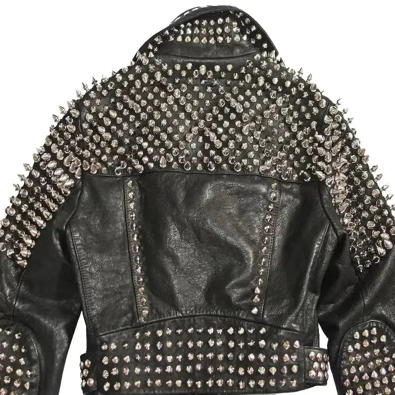 Men’s gothic steampunk leather jacket with structured black leather shape
