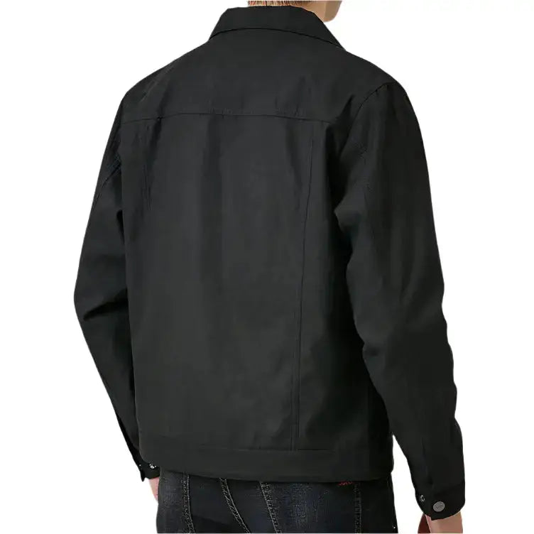 Mens Black Suede Leather Lapel Jacket - Riders Republic UK