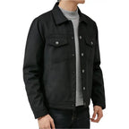 Mens Black Suede Leather Lapel Jacket - Riders Republic UK