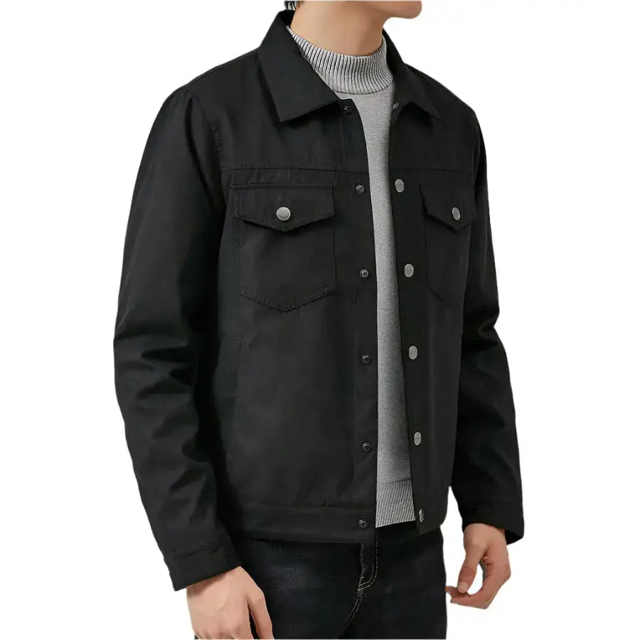 Mens Black Suede Leather Lapel Jacket - Riders Republic UK