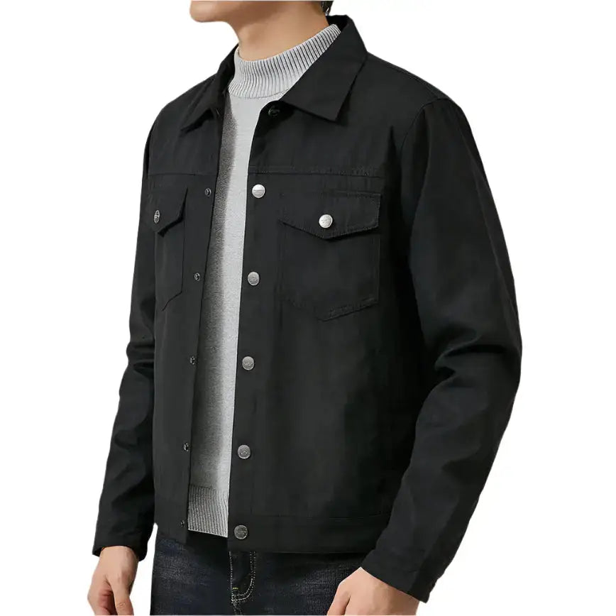 Mens Black Suede Leather Lapel Jacket - Riders Republic UK