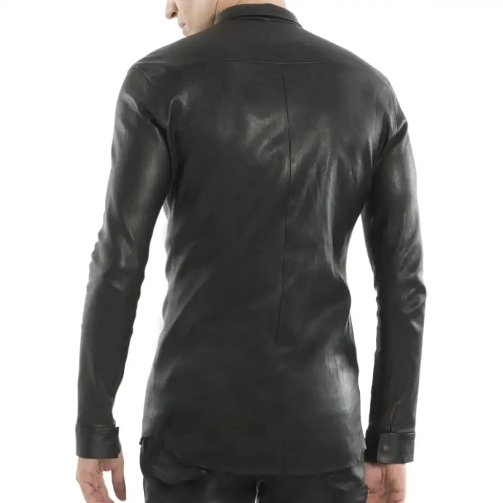 Men’s Black Tight Fitted Leather Shirt - Riders Republic UK