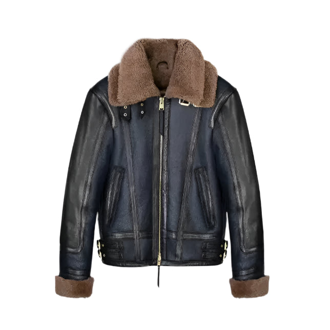 Blue Sheepskin Shearling Leather Jacket Mens - Riders Republic UK
