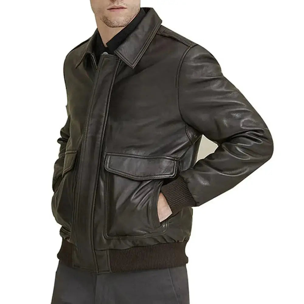 Mens Brown A2 Flight Aviator Jacket - Riders Republic UK