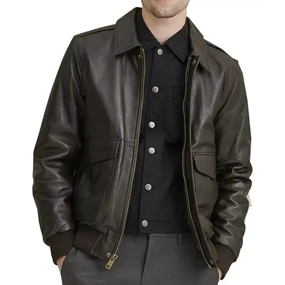 Mens Brown A2 Flight Aviator Jacket - Riders Republic UK