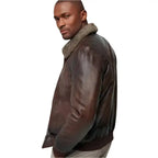Mens Brown Aviator Leather Bomber Jacket - Riders Republic UK