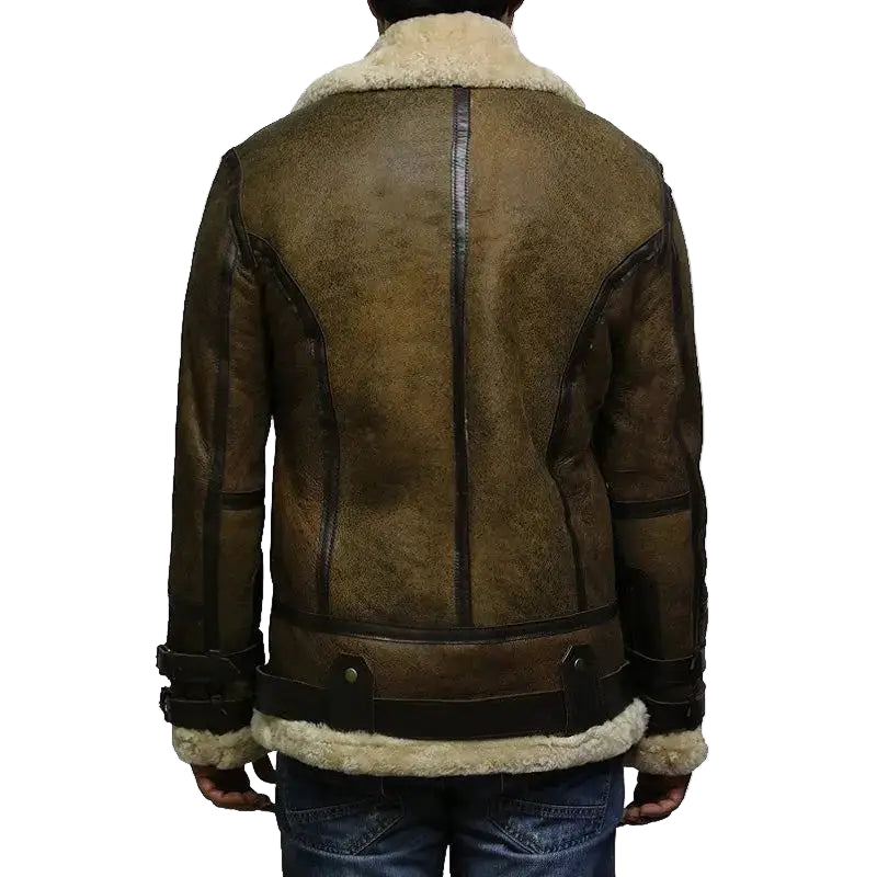 Mens Brown B3 Sheepskin Bomber Jacket - Riders Republic UK