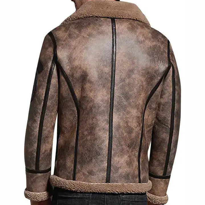 Brown Sheepskin Leather Aviator Jacket - Riders Republic UK