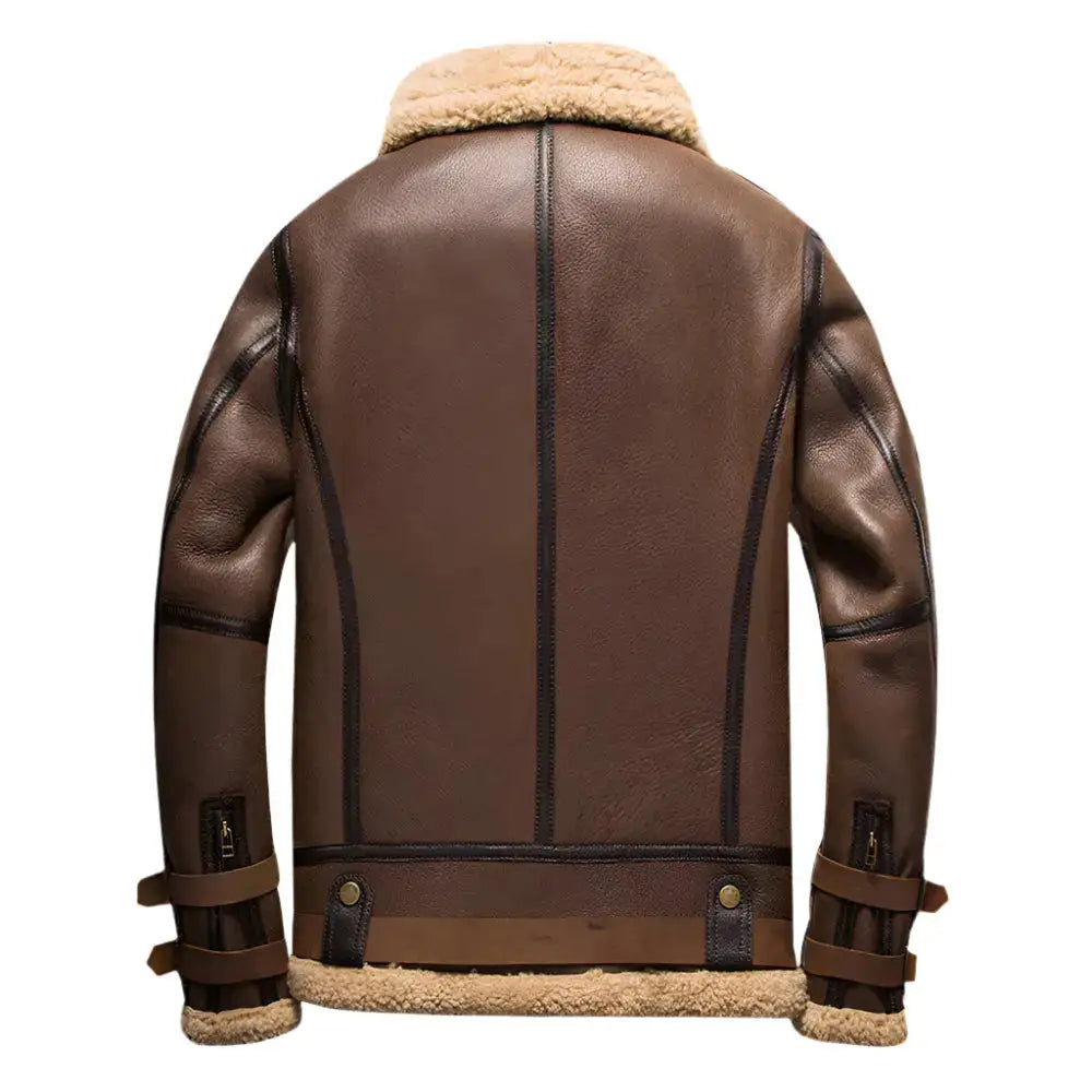Mens Brown Sheepskin Bomber Jacket - Riders Republic UK