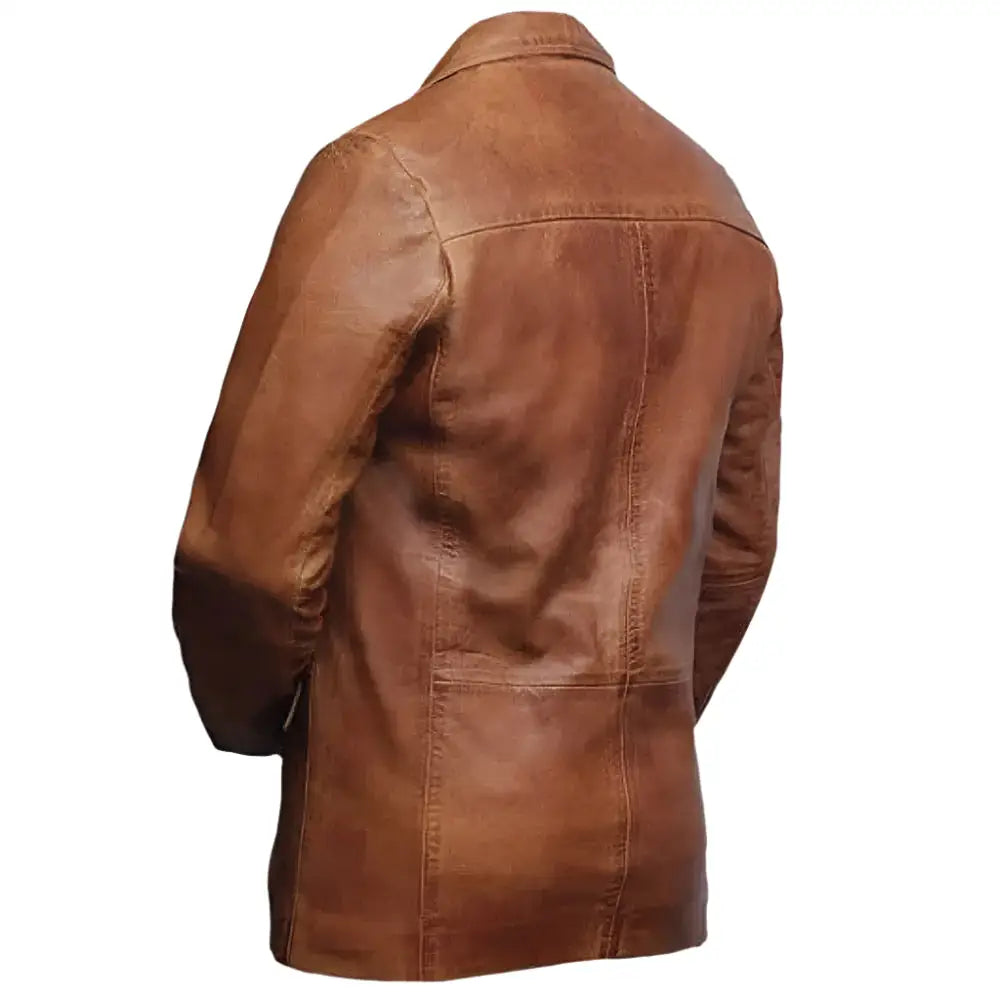 Men’s top grain sheep leather blazer styled with shirt and trousers