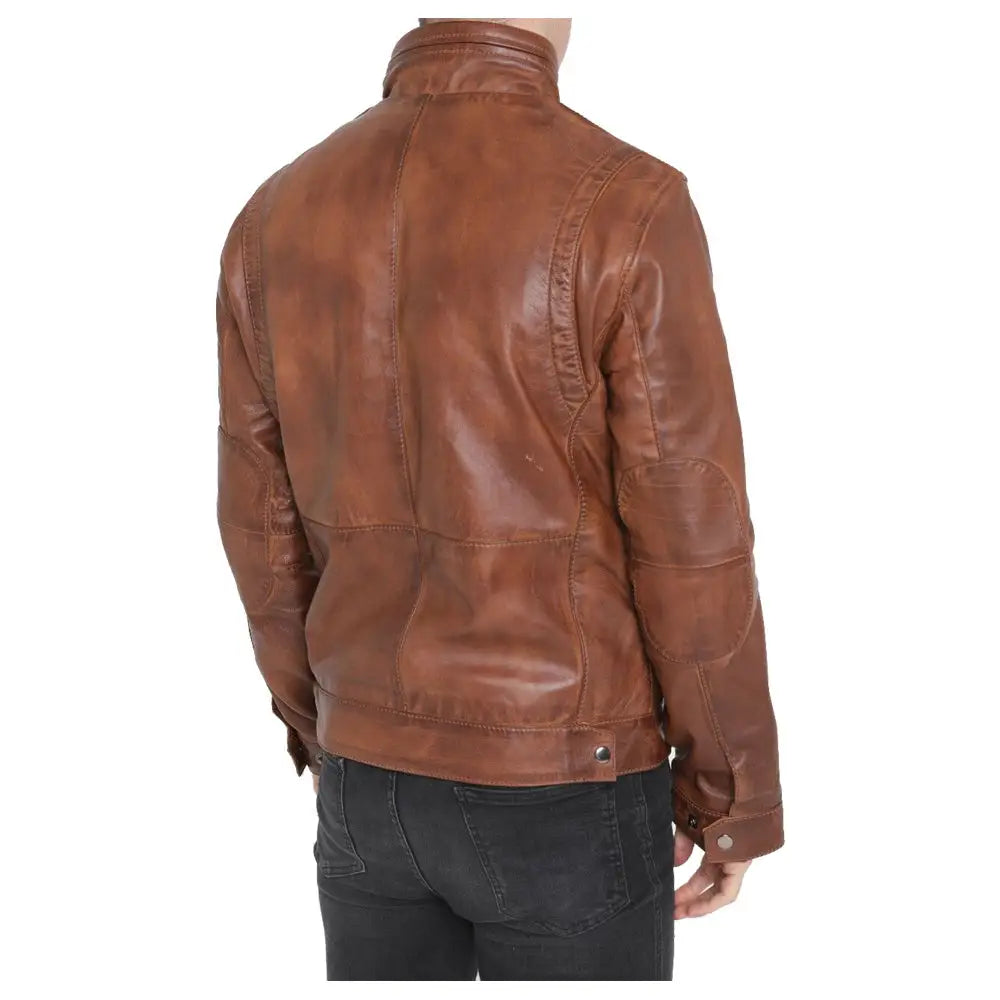 Mens Brown Sheepskin Leather Jacket - Riders Republic UK