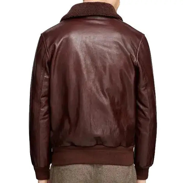 Mens Brown Leather Bomber Jacket - Riders Republic UK