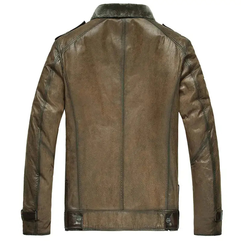 Brown Sheepskin Leather Aviator Jacket - Riders Republic UK