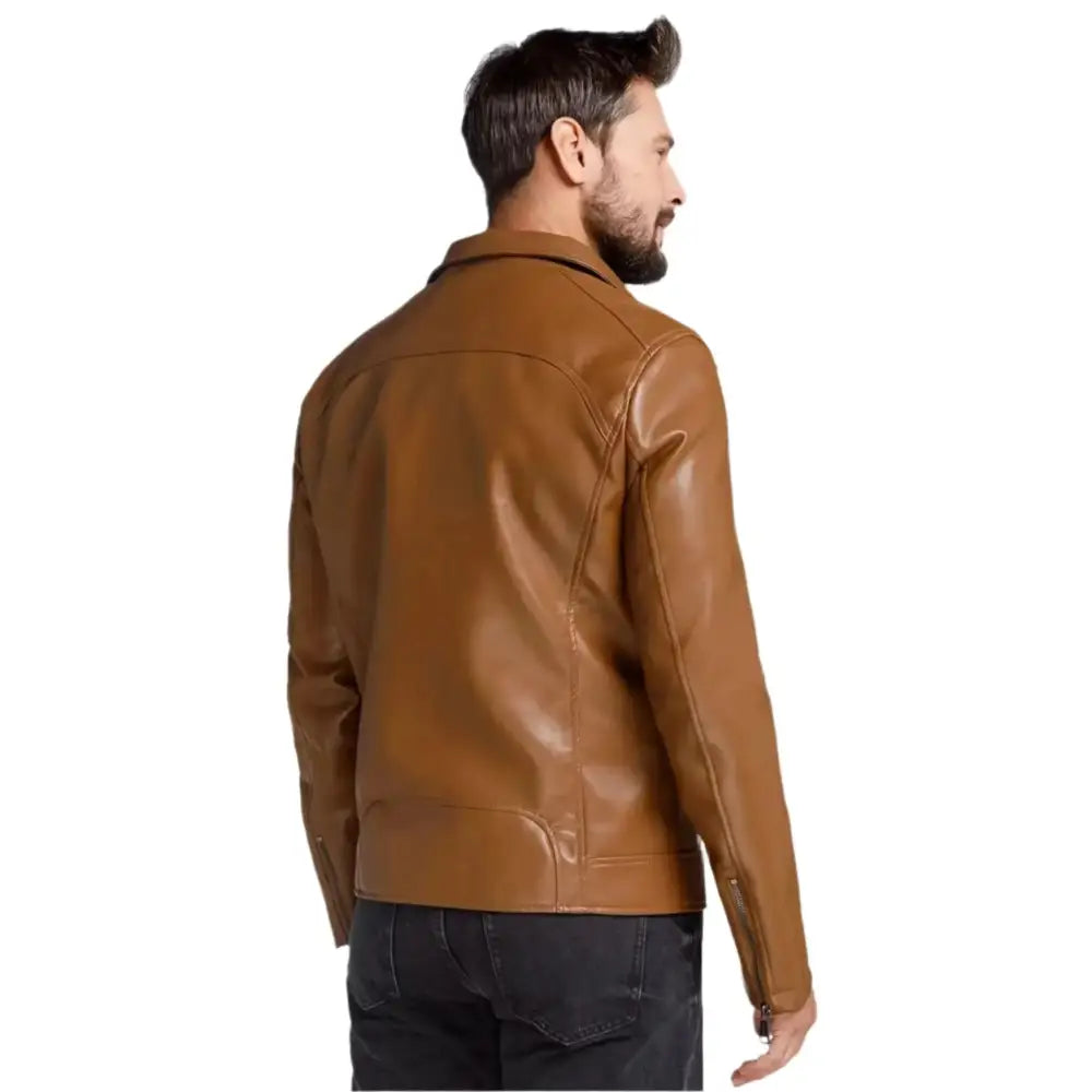 Mens Brown Leather Motorcycle Jacket - Riders Republic UK
