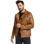 Mens Brown Leather Motorcycle Jacket - Riders Republic UK
