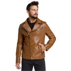 Mens Brown Leather Motorcycle Jacket - Riders Republic UK