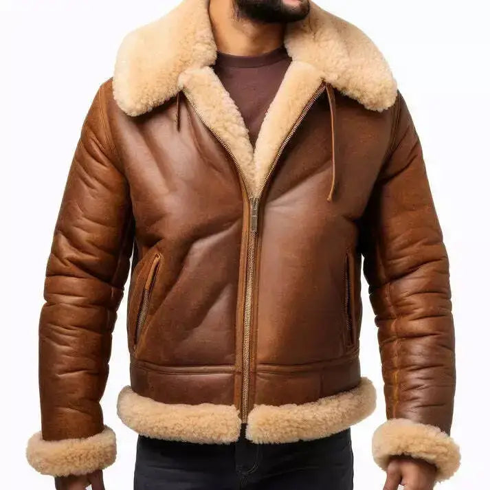 Mens Brown RAF B3 Shearling Bomber Jacket - Riders Republic UK