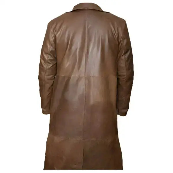 Mens Brown Lambskin Leather Trench Coat - Riders Republic UK