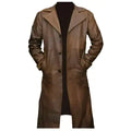 Mens Brown Lambskin Leather Trench Coat - Riders Republic UK