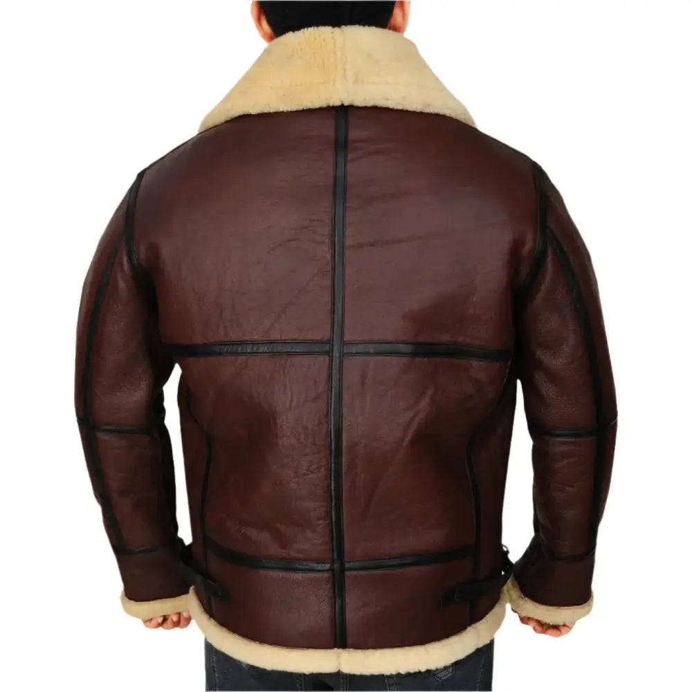Mens Brown Shearling B3 Bomber Jacket - Riders Republic UK