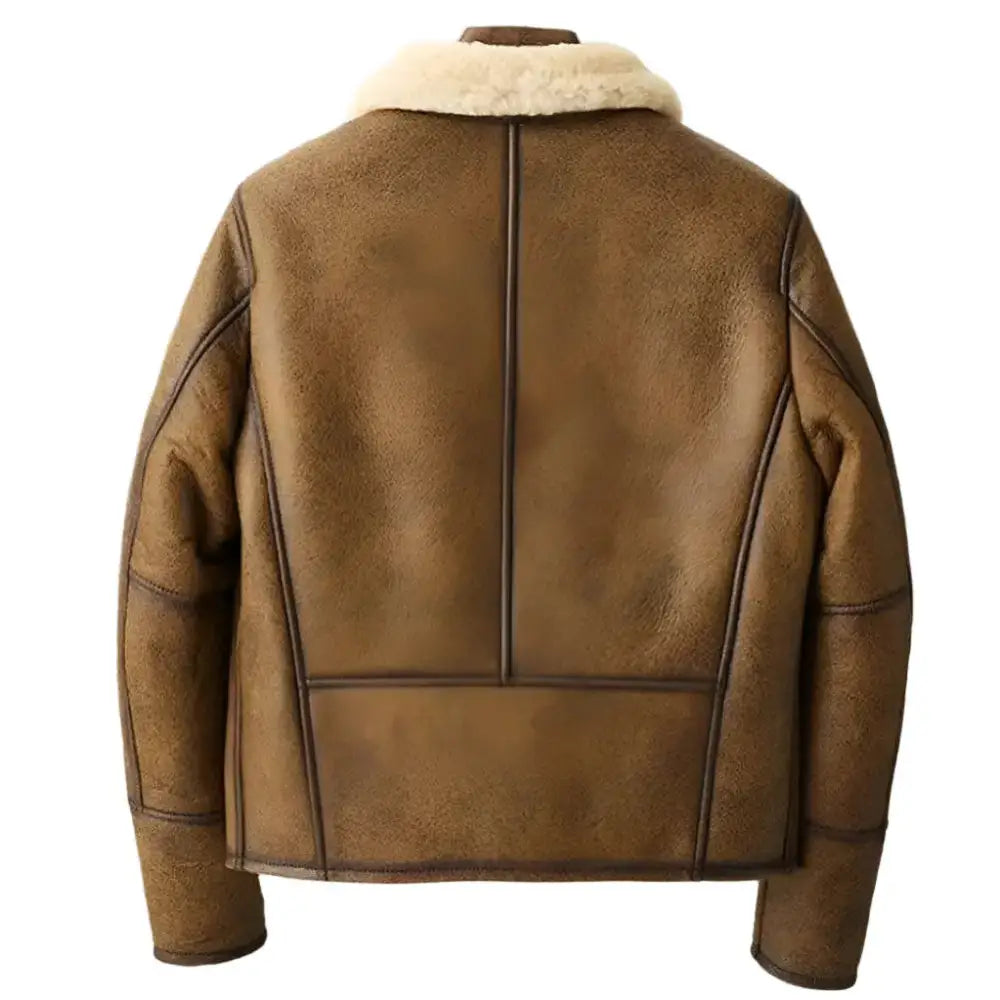 Mens Brown Shearling Lapel Jacket - Riders Republic UK