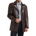 Mens Brown Motorcycle Leather Jacket - Riders Republic UK