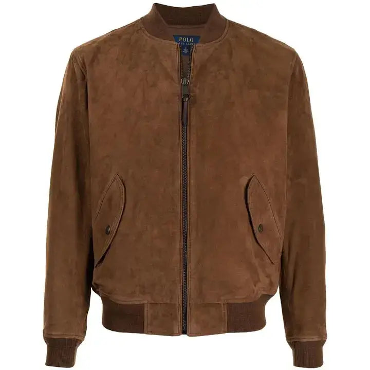 Mens Brown Suede Leather Bomber Jacket - Riders Republic UK