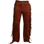 Men’s brown suede leather trousers in genuine suede