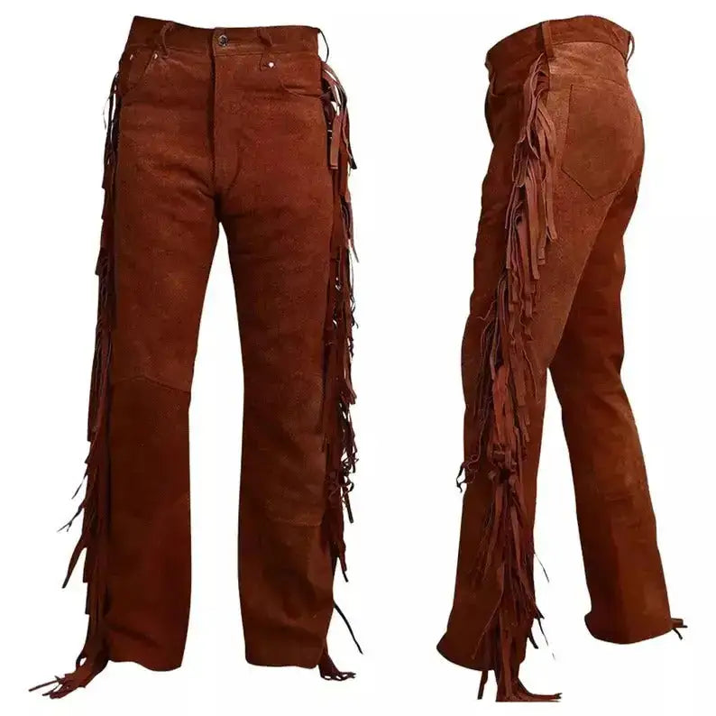 Men’s brown leather trousers for casual and evening styling