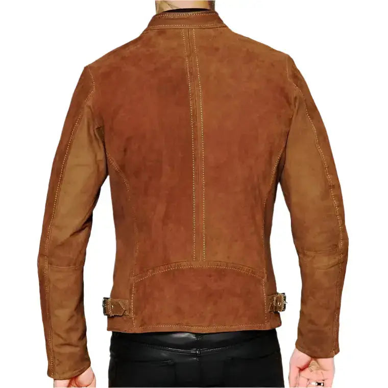 Mens Brown Suede Biker Jacket - Riders Republic UK