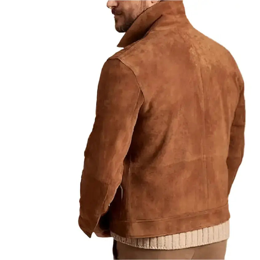 Mens Brown Suede Trucker Jacket - Riders Republic UK