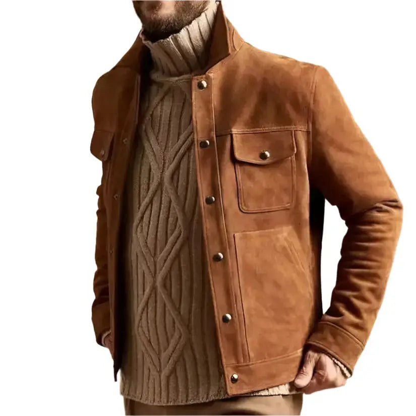 Mens Brown Suede Trucker Jacket - Riders Republic UK