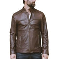 Mens Brown Thompson Leather Moto Jacket - Riders Republic UK