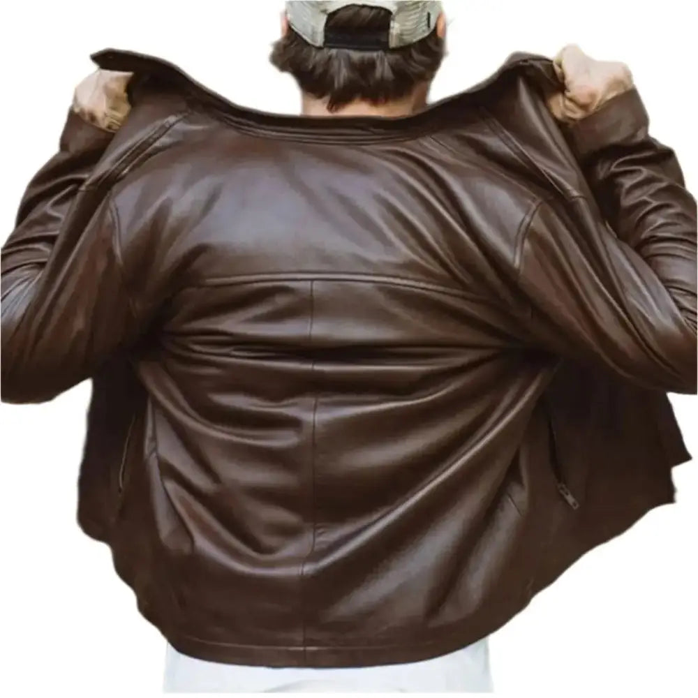 Mens Brown Thompson Leather Moto Jacket - Riders Republic UK