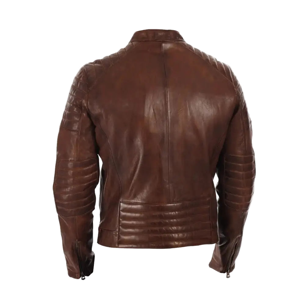 Mens Waxed Leather Biker Jacket - Riders Republic UK