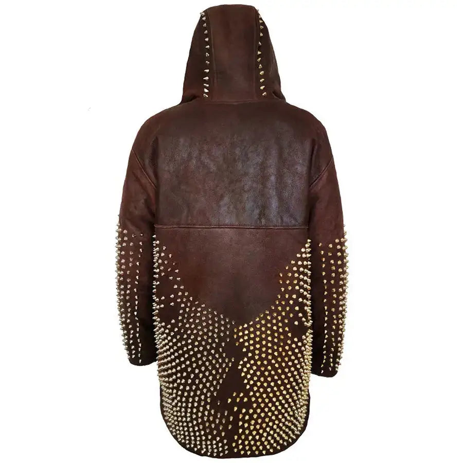 Burgundy Studded Leather Jacket - Riders Republic UK