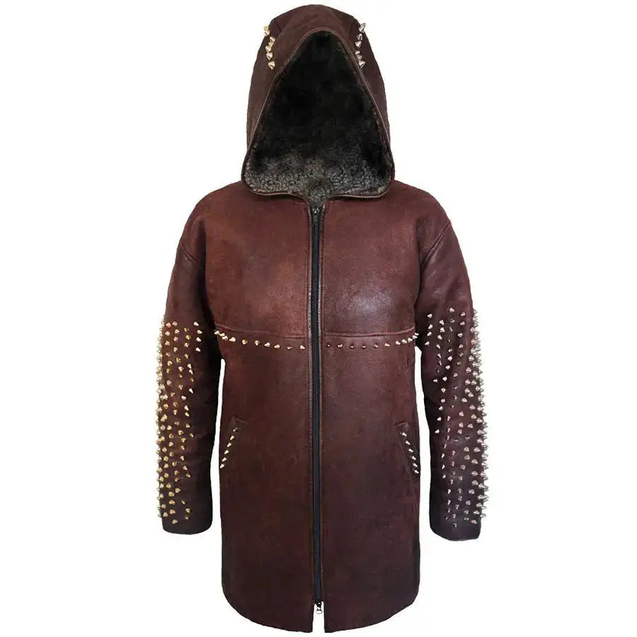 Burgundy Studded Leather Jacket - Riders Republic UK
