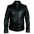 Mens Buster Slim Fit Leather Jacket - Riders Republic UK