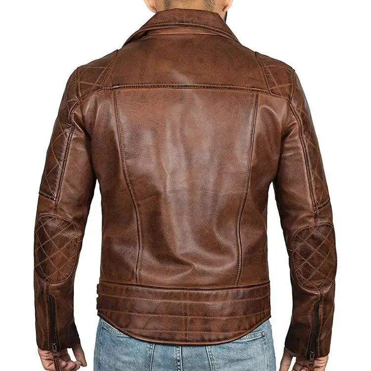 Genuine Leather Handmade Vintage Biker Jacket - Riders Republic UK