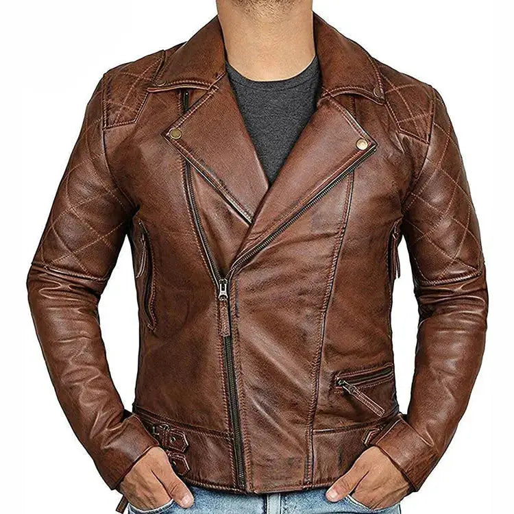 Genuine Leather Handmade Vintage Biker Jacket - Riders Republic UK