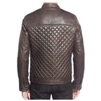Mens Cafe Racer Diamond Leather Jacket - Riders Republic UK