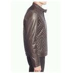 Mens Cafe Racer Diamond Leather Jacket - Riders Republic UK