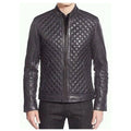 Mens Cafe Racer Diamond Leather Jacket - Riders Republic UK