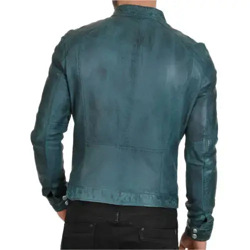 Mens Distressed Cafe Racer Leather Jacket - Riders Republic UK